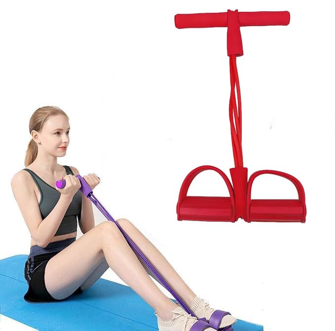QSHOP®Home Use Fitness Resistance Bands, 4-Tube Natural Latex Sit-up Pull Up Bands for Abdomen, Bodybuilding, Arm, Stretching, Slimming Yoga Exercise