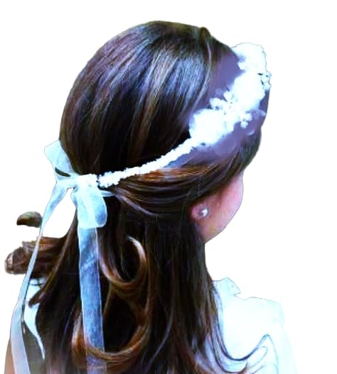 White Flower Tiara for Girls Wedding & Birthday - Flower Crown Wreath Hair Bands