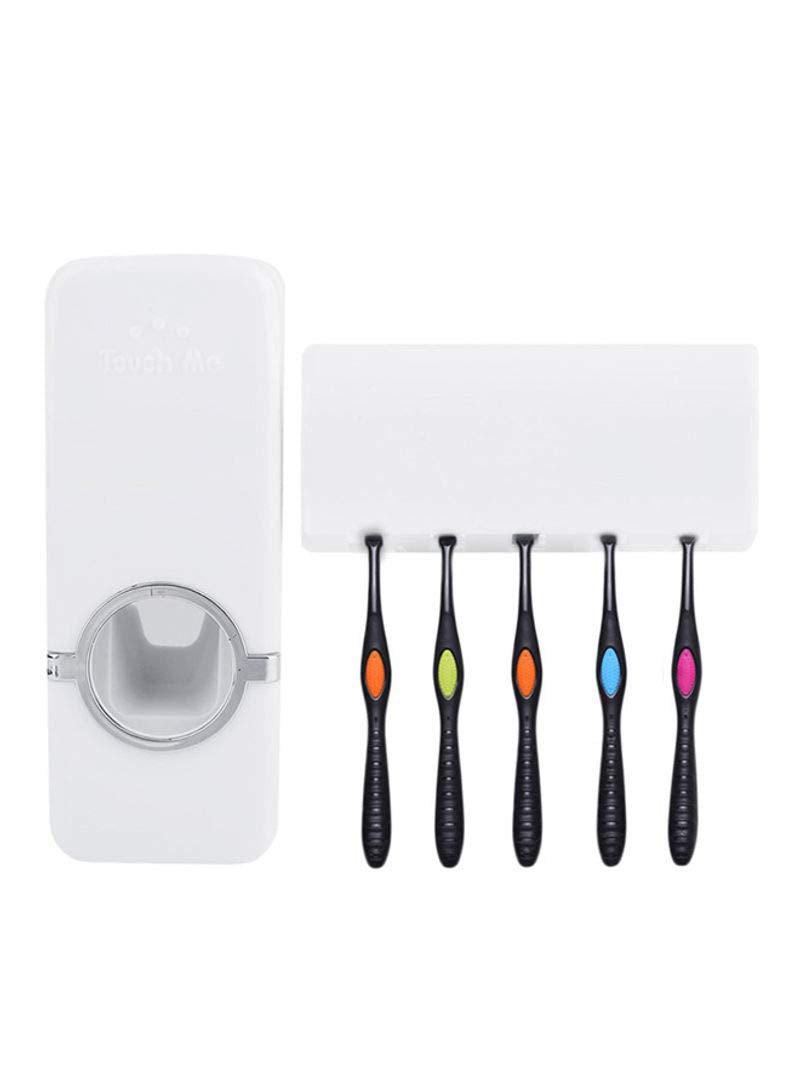 SOLDOUT™ Tooth Brush Holder Automatic Toothpaste Dispenser Set Dust Proof Sticky Suction Wall Mounted Toothpaste Squeezer For Bathroom