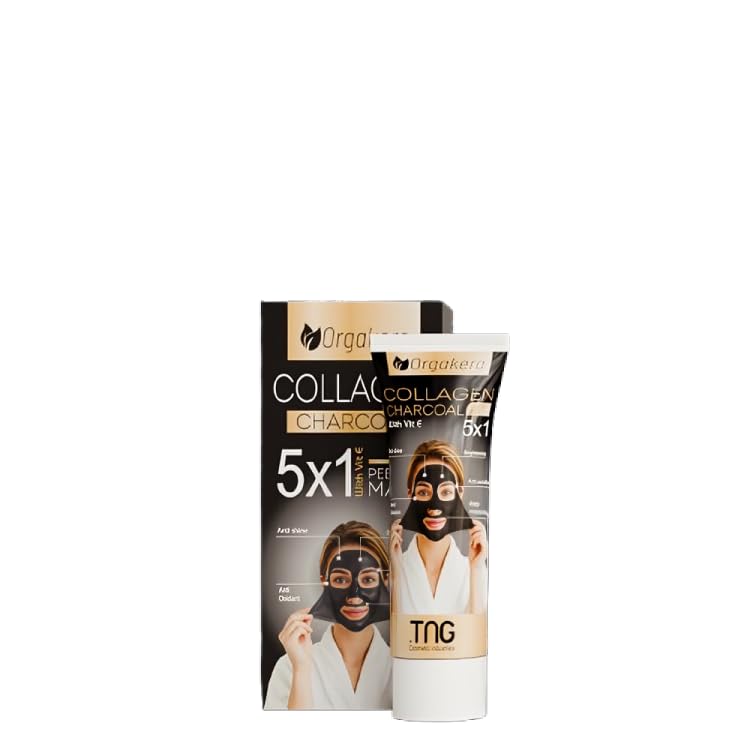 Orgakera Collagen Peel Off Mask with Charcoal 120g - Deep Cleansing Face Mask for Pore Care, Skin Firming, Hydration & Glow