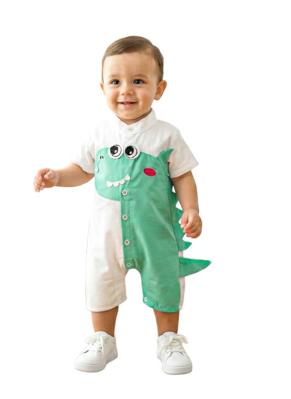 My Baby Boys Dinosaur Button Salopette Dacron Gabardine