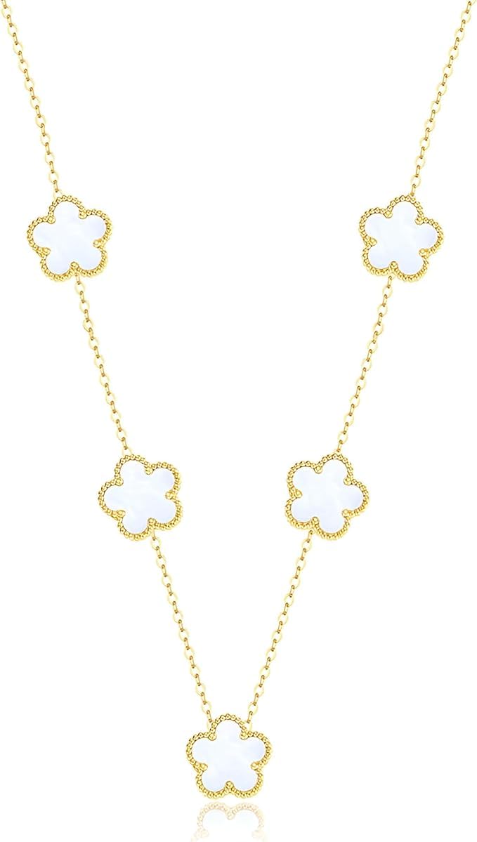 Stainless Clover Necklace for Women - 18K Gold Plated Lucky Necklace for Women, Five-Leaf Lucky Necklace Fashion Jewelry Gift for Party, Daily Use, Occasions