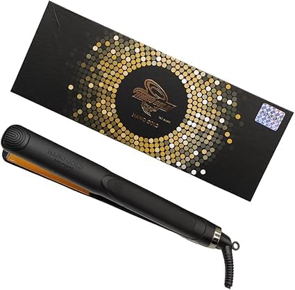Professional Nano Gold Black Hair Straightener Smoothing Straightener 6 Controllable Heat Levels - Perfect Protein & Keratin Press Performance with Auto Shut-Off