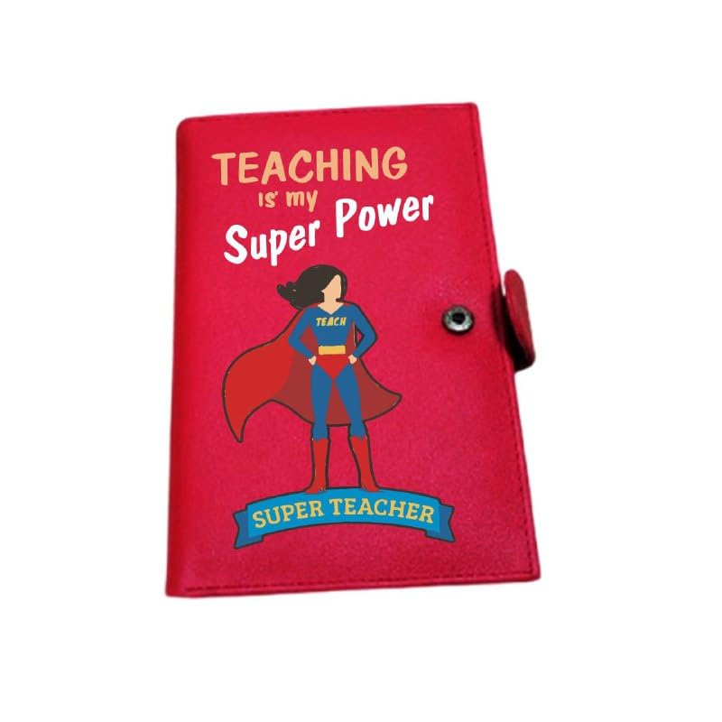 Leather wallet for women- Artificial leather- Red- One sided printing- Teacher design-Teacher gifts -Teaching is my super power,We print your gift