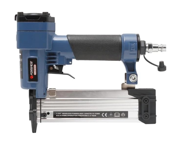 FORSAGE Pneumatic Nail Stapler, 10-35mm, Aluminum Alloy Body, Rubber Grip, for Fastening and Fixing, F-67638