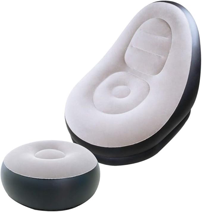 XPY-V9 Inflatable Sofa with Air Pump, Inflatable Lounge Chair, Air Couch Footrest, Lazy Necessity Furniture, Gaming Reading & Movie Watching Lounger,Outdoor Travel Camping Picnic, (Grey)