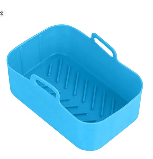 Air Fryer Silicone Pot, Sky Blue, Rectangular, Heat Resistant, Non-Stick, Food Safe, 1 Piece Dollar for Import Housewares