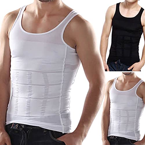 one year warranty_Men Slim Body Lift Shaper Body Tummy Shapers Vest Underwears Corset Waist Muscle Girdle Shirts Fat Burn Posture Corrector HOTwhiteM
