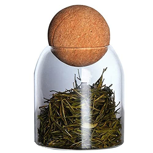 Ganesh Enterprise Glass Jar with Cork Ball Lid Container, Spice, Jam, Honey, Grocery, Pickle, Dry Fruit, Storage Container with Airtight Rust Proof Bamboo Wooden lid Jar (CBL-700)