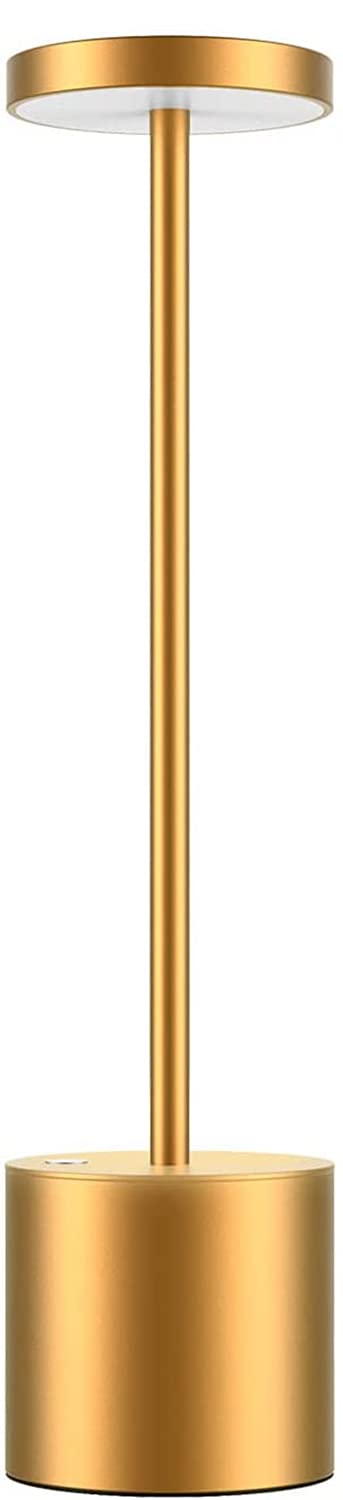 Rechargeable Cordless LED Table Lamp,Portable 6000mAh Battery Powered Metal Desk Lamp,2-Levels Brightness Night Light,Nightstand Bedside Light for Bedroom/Study/Restaurant/Outdoor Camping(Gold)