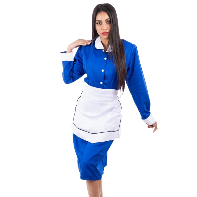 Hauskeping Dress with Sleeves - Blue