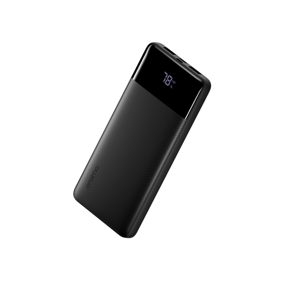 oraimo OPB-7100Q Power Bank 10000mAh with 2USB-A &1USB-C Ports Fast & Stable Charging for Smartphones, Tablets & USB Devices Compact Portable Power Solution for Daily Use & Travel - Black
