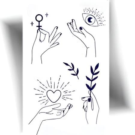 Water Transfer - Herbal gradual change geometric sky star chain tattoo sticker persistent non reflective design for safe skin application (Model 25)