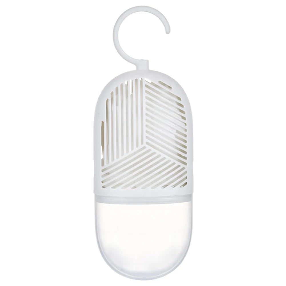 Reusable Dehumidifier with Hanging Hook – Dehumidifier with Water Collector & 360° Ventilation, Mildew Resistant for Wardrobes, Rooms, Bathrooms – Hanging Box to Eliminate Moisture and Odor (White)