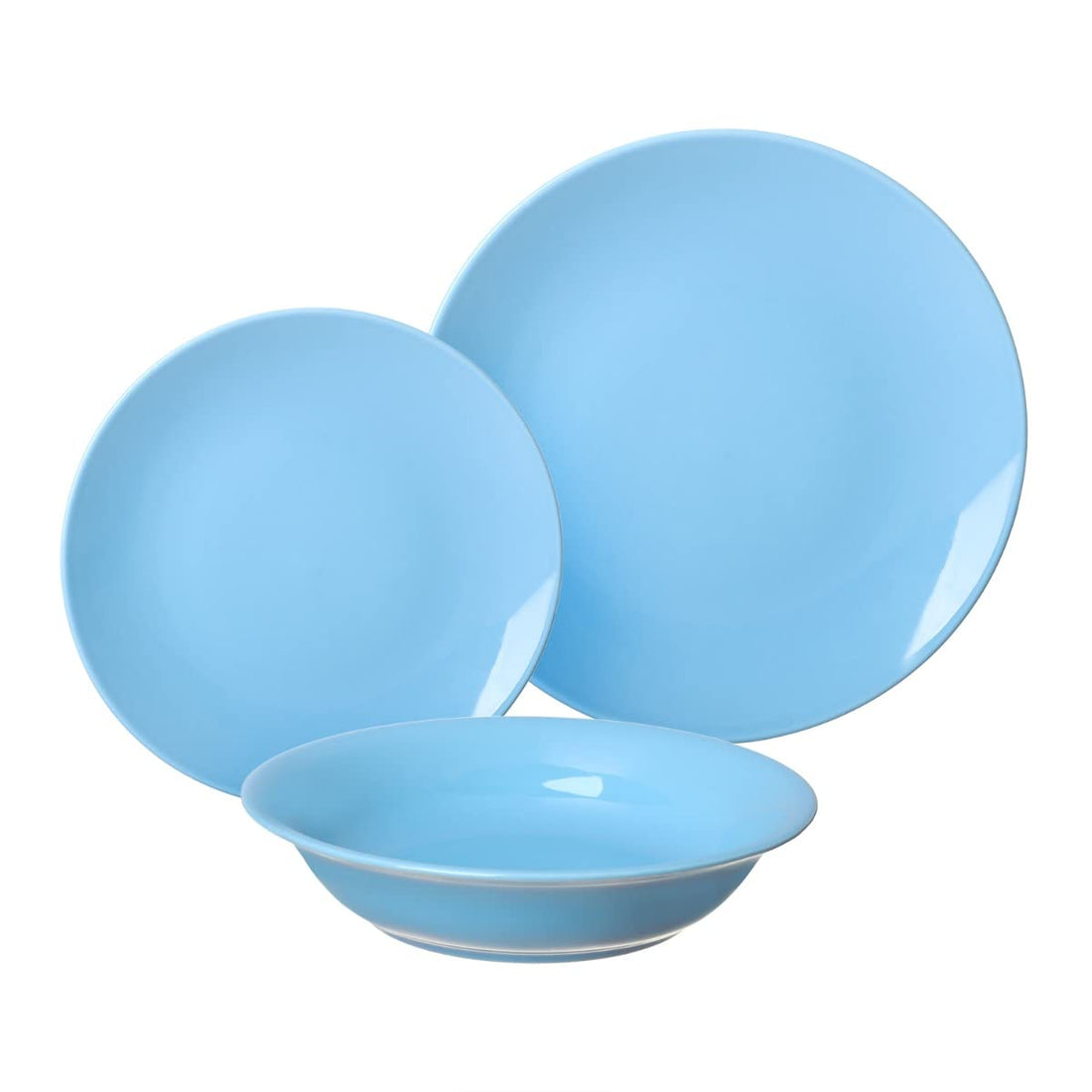 Kutahya Dinner Set Porcelain 18 Pcs Turquoise - HR18YS142 (Includes 6 Dessert Plate, 6 Deep Plate, 6 Flat Plate Dish Washer And Microwave Safe)