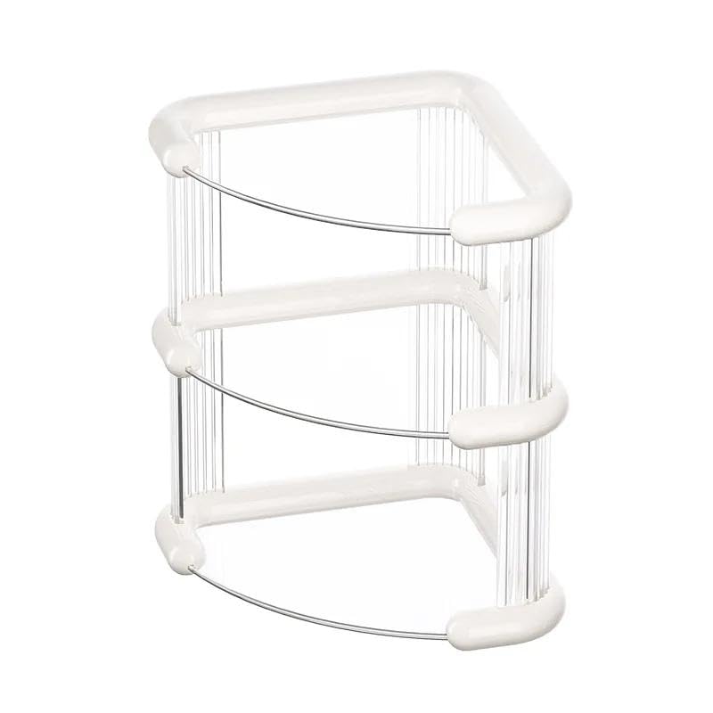 Bathroom Shelf - 3 Tier Triangle Countertop Organizer for Corner, Perfume Display Tray, Makeup and Skincare Storage, White Vanity Holder for Home Dresser Organization