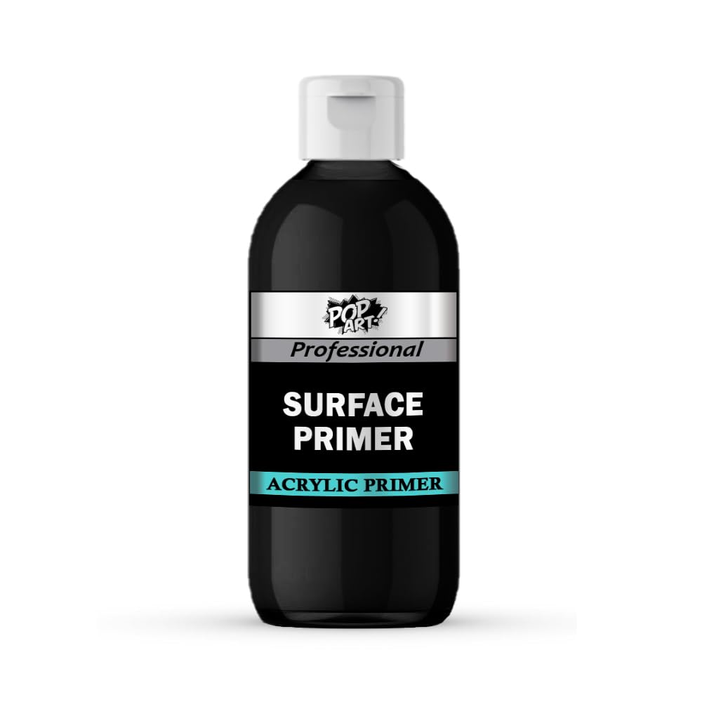 POP ART Acrylic Surface Primer Gesso 250ml – Fast-Drying White Primer for Miniatures, 3D Prints & DIY Projects – Smooth Matte Finish, Excellent Adhesion & Paint Grip (Black)