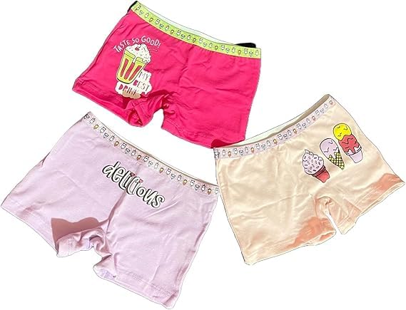 3 Piece Cotton Panty Underwear For Girls - Multi Color Size From 2 Years To 12 Years Code UW1002 Vanilla