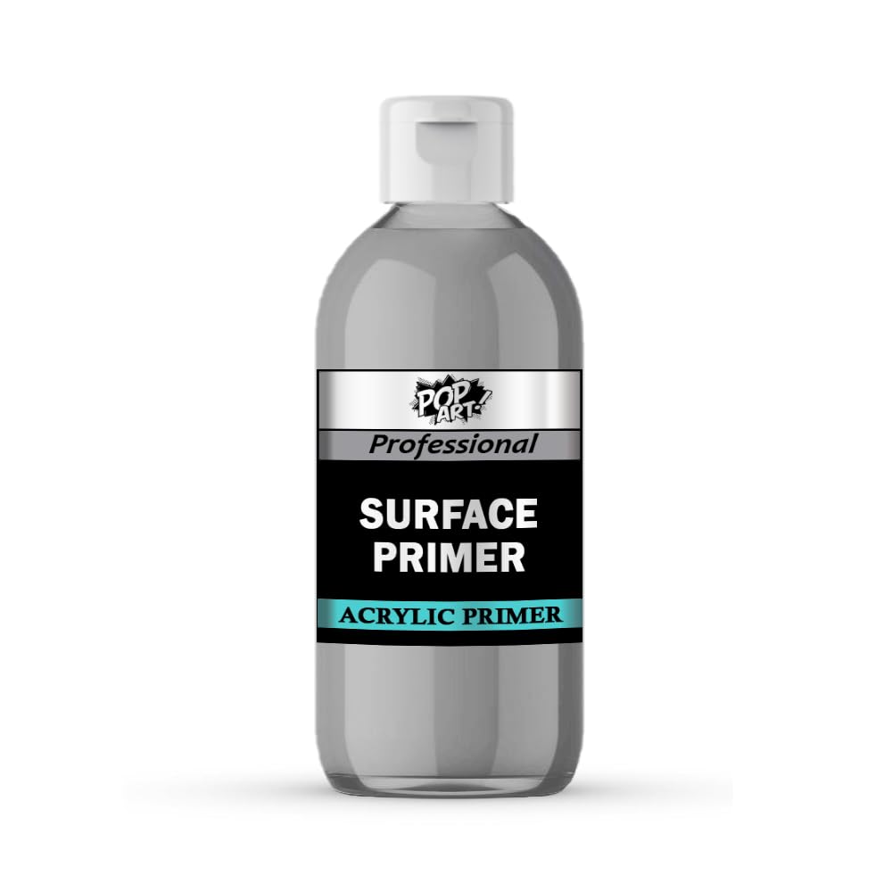 POP ART Acrylic Surface Primer Gesso 250ml – Fast-Drying White Primer for Miniatures, 3D Prints & DIY Projects – Smooth Matte Finish, Excellent Adhesion & Paint Grip (Grey)