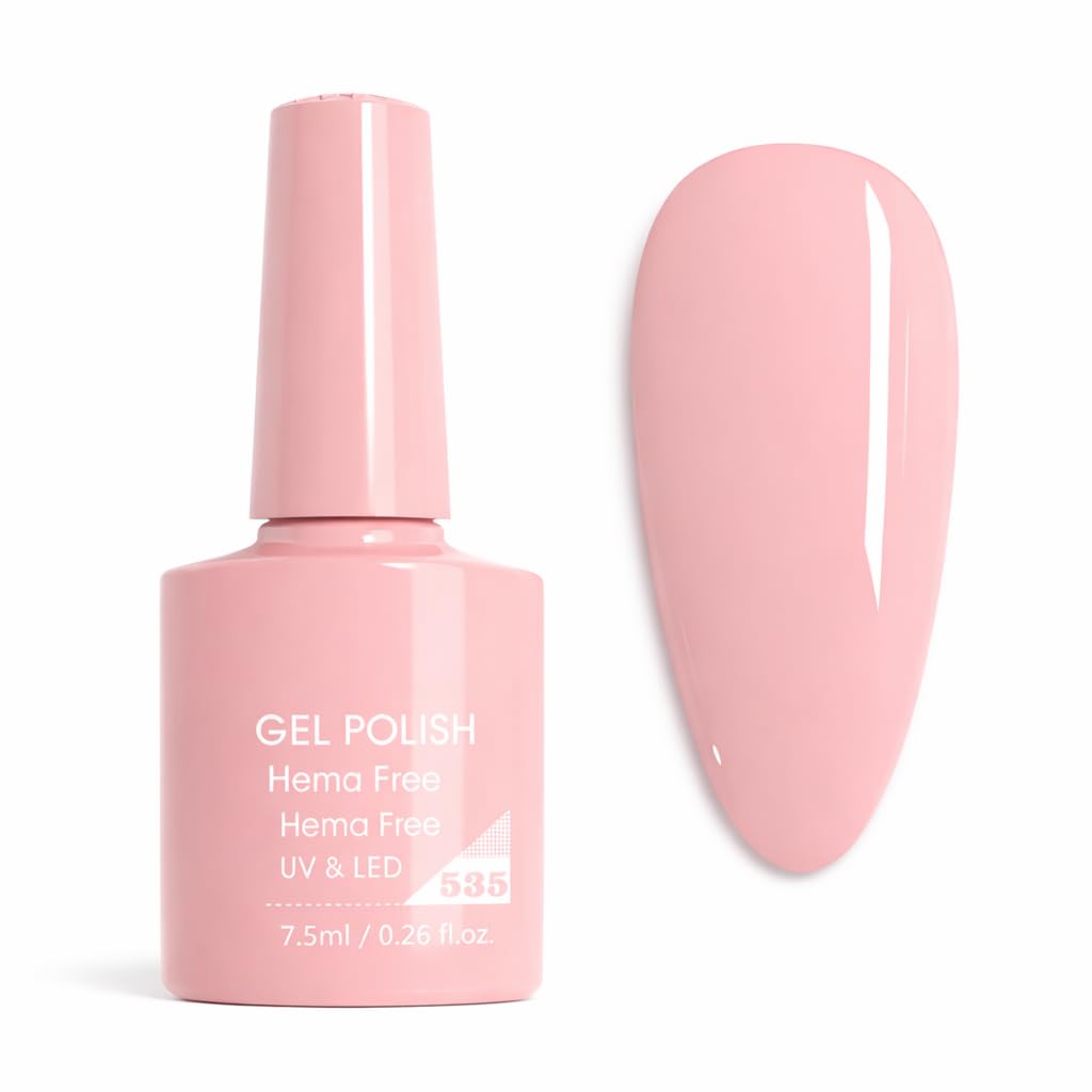 Gel Nail Polish – Baby Rose Cream, Soft Milky Pink Shade, Hema Free UV LED Soak Off Gel Polish, Smooth Application, High Gloss Finish, Salon & Home Manicure 7.5ml (535)