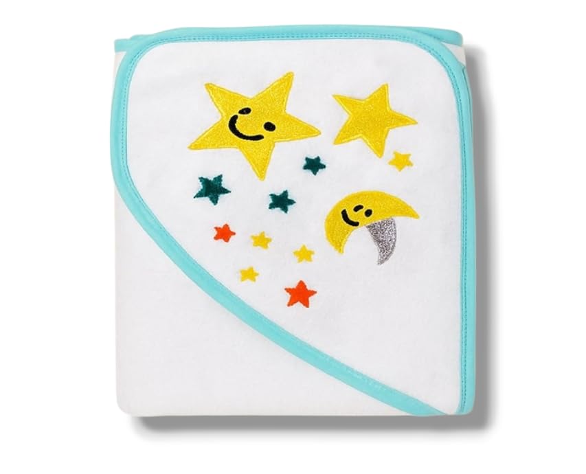 Baby Coverlet 100% Cotton, Stars and Moon Design, High Quality, 70x70 cm