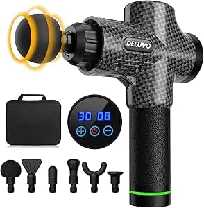 Massage Gun with 30 Speeds and 6 Massage Heads in Hard Case Electric Massager with LCD Touch Screen Massage Gun Extra Quiet Only 35 dB Massage Gun