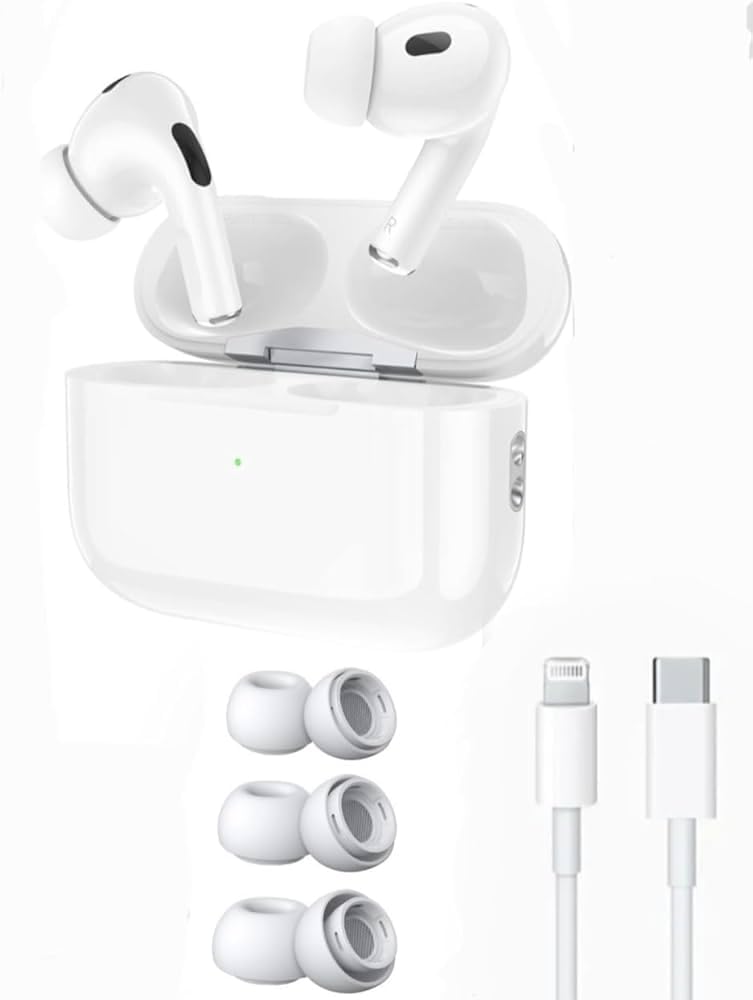 Wireless Earbuds Pro 2 Bluetooth Earphones with Touch Control, Noise Cancelling, Charging Case (White)