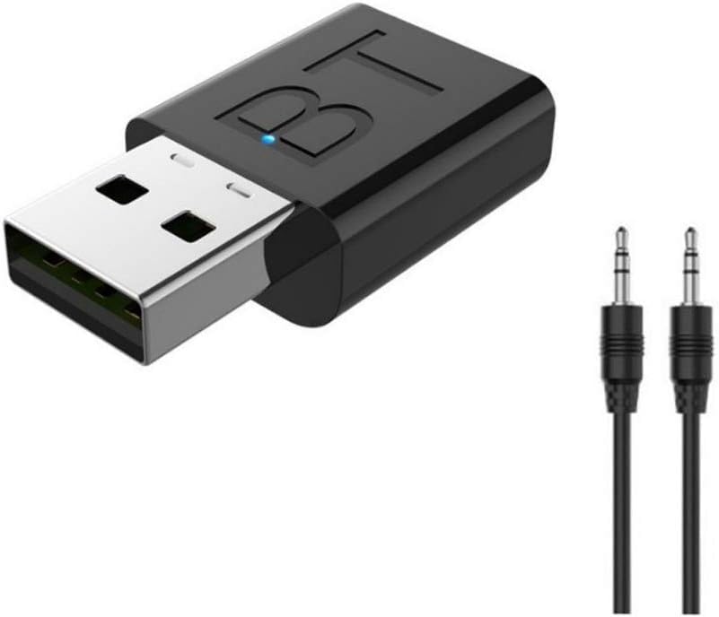 Bluetooth USB Audio Receiver with AUX 3.5mm Cable, Wireless Music Adapter for Car Stereo & Speakers, Plug & Play, Stable Connection, 10 Meter Range