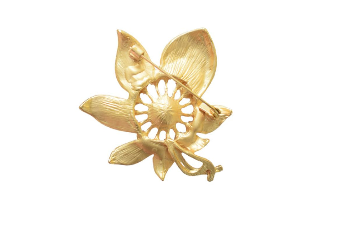 Brioche pin for suit, stainless steel, in the shape of a rose with lobes - gold 6