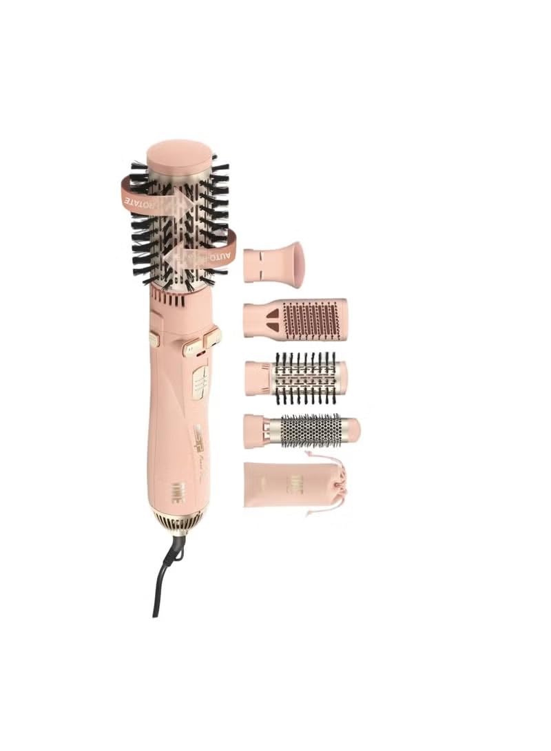 4-in-1 Rotating Hair Dryer Brush, 1200W, Auto-Rotate, 3 Heat Settings, Cool Shot, Pink