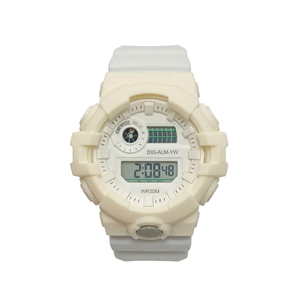 30M Waterproof Sports Digital Wrist Watch with Backlight and Stopwatch and Alarm - Original with Box and Catalog White