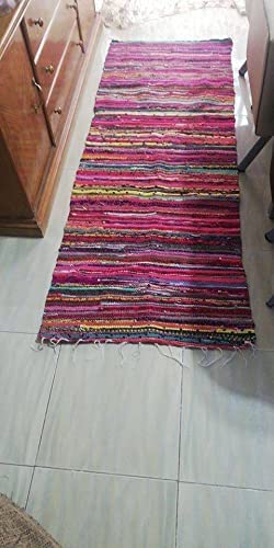 Egypt Antiques Intex Kilm Rag Rug - Multi Color, 70 x 200 cm for Outdoor Kitchen and Bathroom