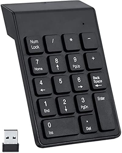 KM Technology 2.4G Wireless Numeric Keypad USB NUM PAD Slim Mini Number Pad Digital Keyboard 18 Keys for iMac/Mac Pro/MacBook/MacBook Air/Pro Laptop PC Notebook Desktop - Black