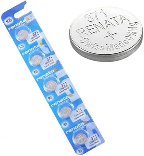 Renata Wrist Watch Battery - Swiss made, Button cell 1.55V, Renata long life battery, 5pcs 371-2, SR920SW