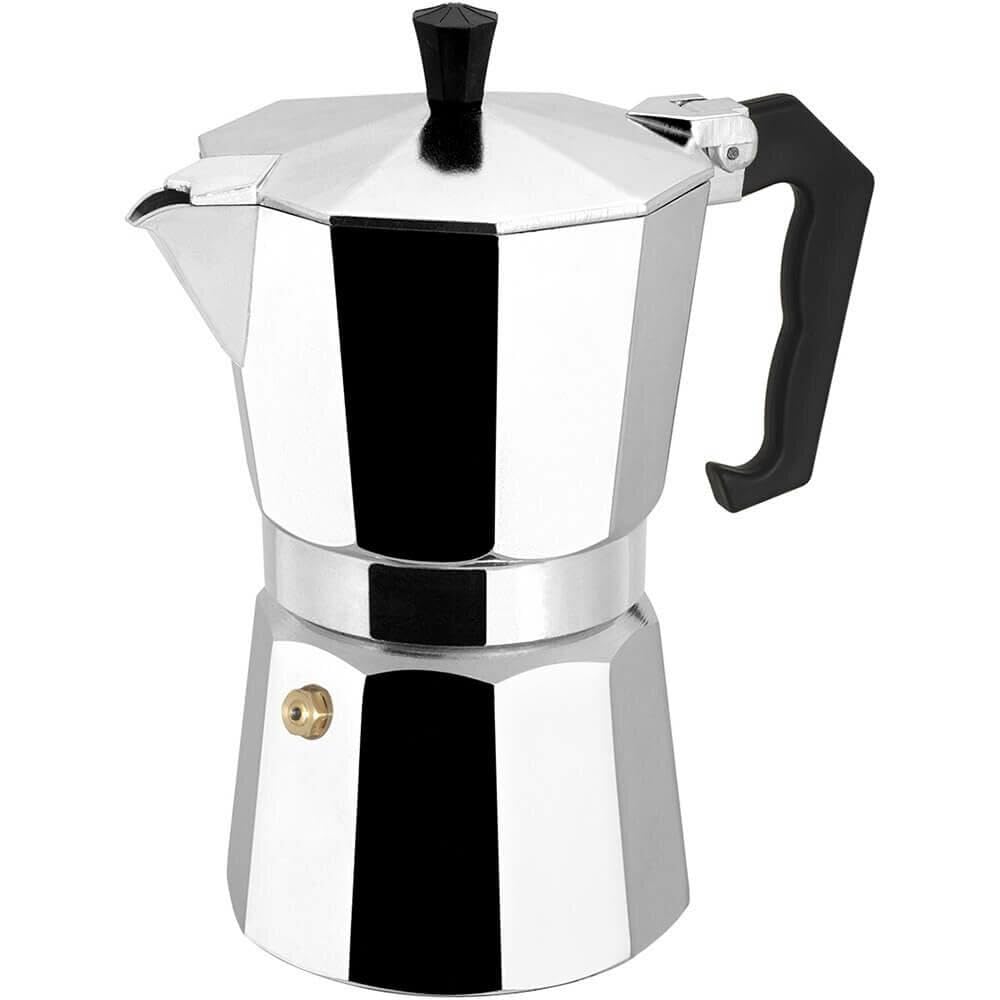 Italian Moka - Traditional Stovetop Espresso Pot, 6 Cup Capacity, Silver Aluminum Body, Ergonomic Handle, Quick Brewing Time, Perfect for Morning Rituals, Durable and Lightweight for Easy Handling