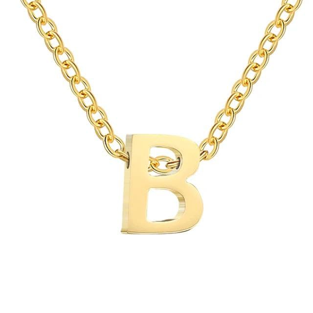 Fayruz Jewelry 18K Gold Plated Small Letter Necklace Stainless Steel Personalized Personalized Letter Necklace Multi Letter Name Necklace for Women Girls Universal