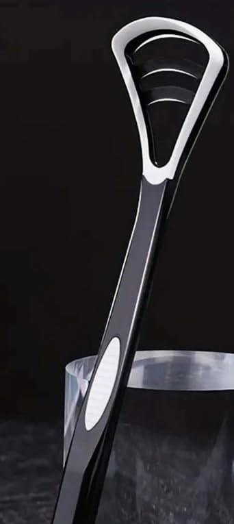 Tongue Cleaner Scraper with Ergonomic Handle, Black and White, Oral Care Tool