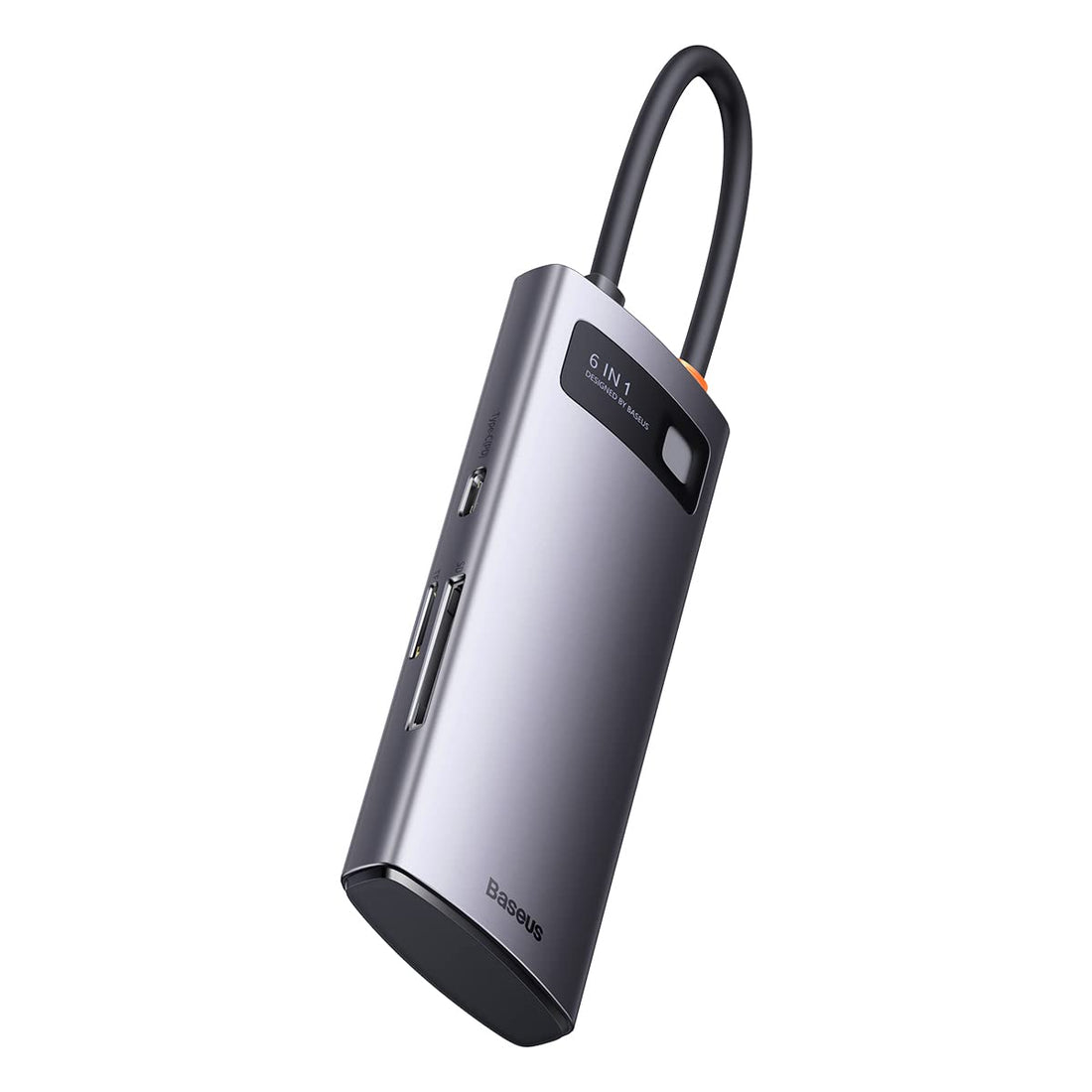 Baseus metal gleam series 6-in-1 multifunctional type-c hub docking station gray(type-c to usb3.0 * 3+pd*1+sd/tf*1)