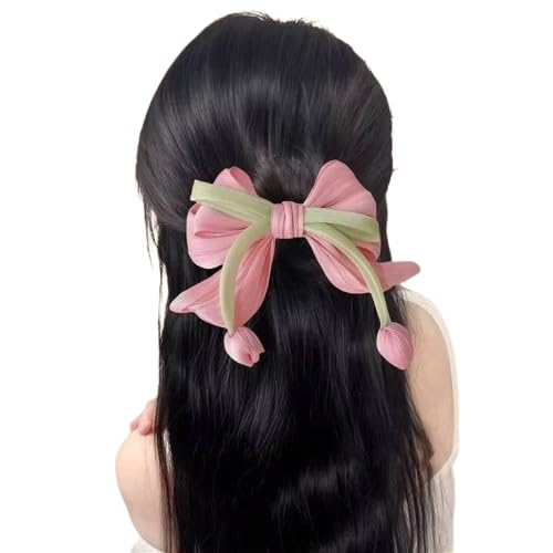 1pcs Fabric Bow Hair Clip, Multi-Color Pastel, Long Ribbon Tails, Soft Material, Hair Accessory