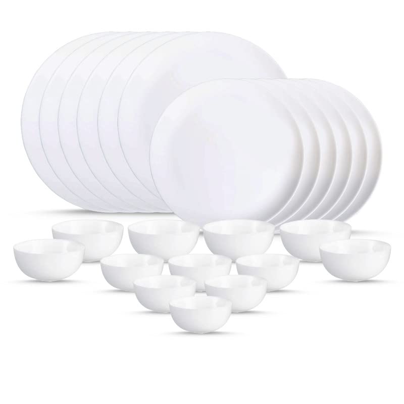 Luminarc Made In Uae French Style Design Opal 24Pcs White Dinner Set, Solid