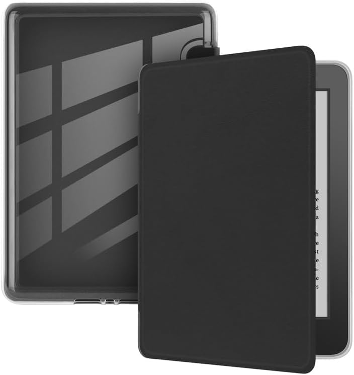 Case for 6.8" Kindle Paperwhite (11th Generation-2021 Release), Ultra Clear Soft Flexible Transparent TPU Back Cover with Auto Sleep/Wake for Kindle Paperwhite (Model NO. M2L3EK) (Black)