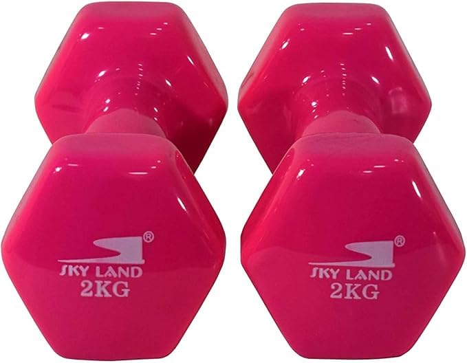 Unisex Adult Deluxe Vinyl Dumbbells, Pink, L 17 x W 15 x H 7 cm, Set of 2(EM-9219R-2)