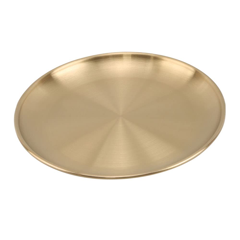 Dishware Sets Dinner Plates Gold Dining Plate Serving Dishes Round Plate Cake Tray Western Steak Tray Kitchen Plates (Color : Gold, Size : 14cm)