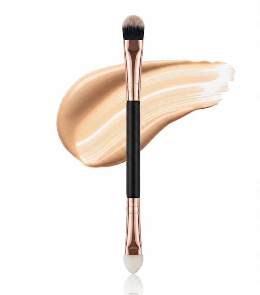 Eyeshadow Brush Double Ended Makeup - Under-Eye Concealer Brush -with Protective Cap Soft Eye for Women and Girls with Daily Eye Make-up