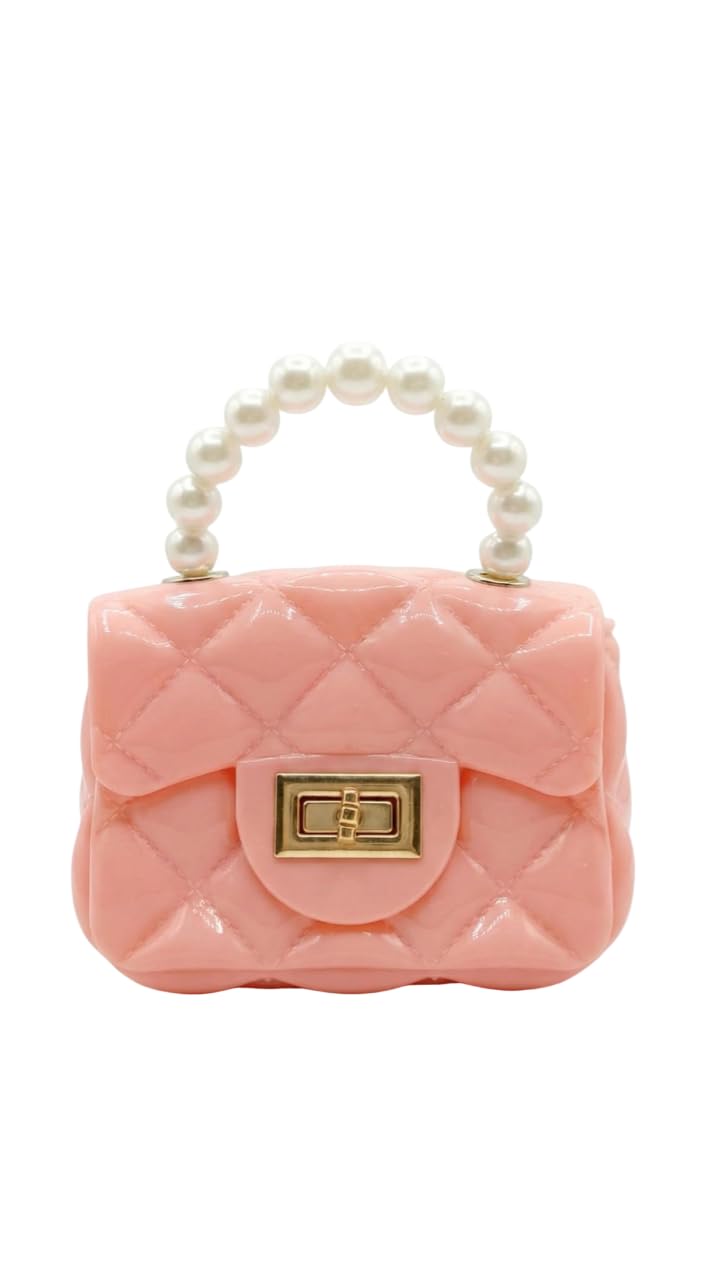 EZABILLA Elegant Handbag with Pearl Handle and Quilted Design - Fashionable Silicone Bag with Attractive Aesthetic - Unique Beauty Accessory for Evening and Events (Simone)