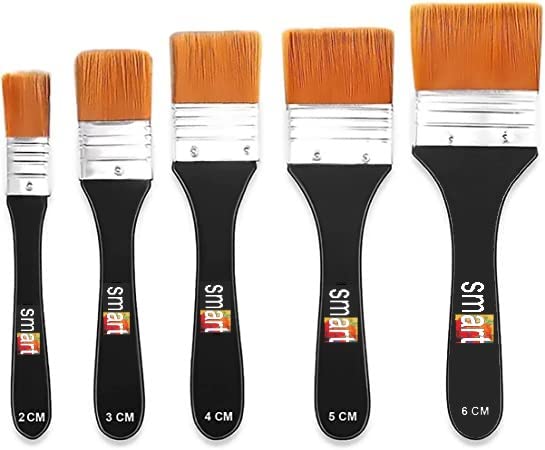 Smart Paint Brush Set - 5 Pcs Flat Brush - Multi-Purpose Wall Brushes in Variety Sizes - Flat Paint Brush - Artist Flat Painting Brush - Flat Paint Brush for Home BBQ and Furniture Paint