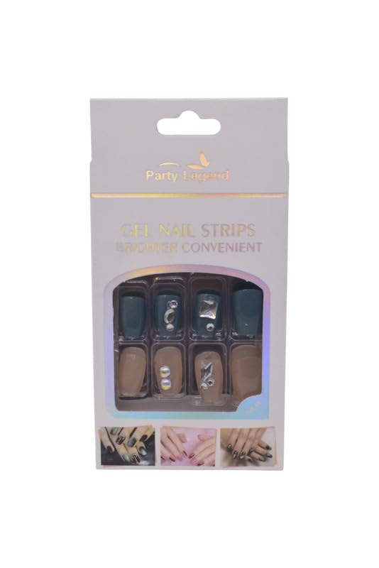 Party Legend Mink Nails Strips Set, 24 Pieces - Green Nude