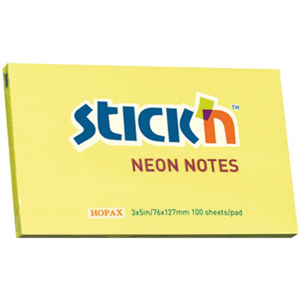Stick'n 76 x 127mm Notes Pad Neon Yellow x 12.