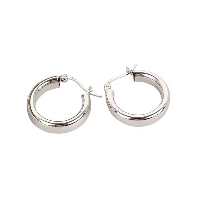 Chunky Silver Hoop Earrings for Women - High Polished Stainless Steel Thick Open Hoops, Lightweight & Hypoallergenic Jewelry