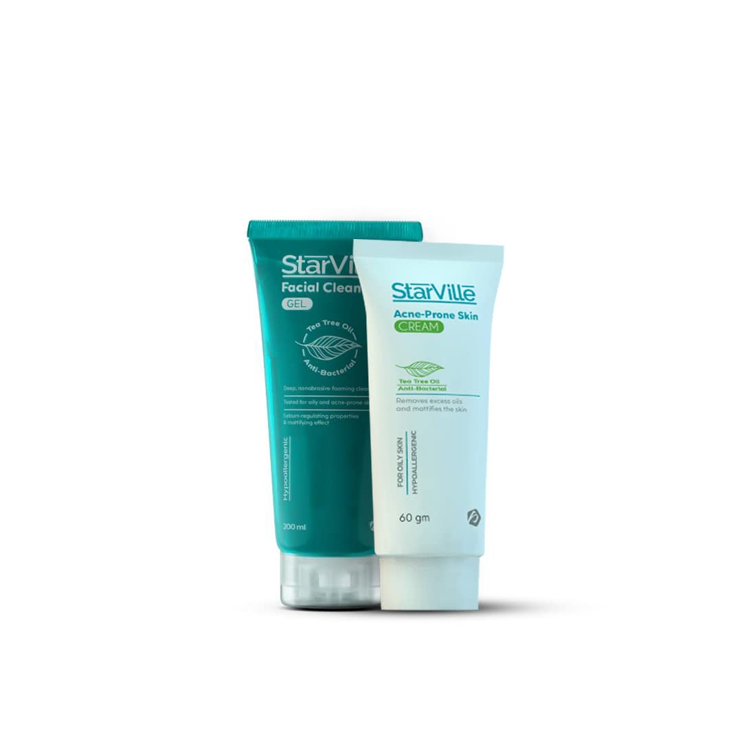 Starville Facial Cleanser & Acne prone skin Cream Bundle